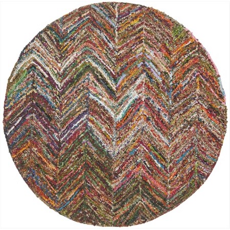 Safavieh 8 x 8 ft. Round Contemporary Nantucket Blue and Multicolor Hand Tufted Rug NAN141B-8R